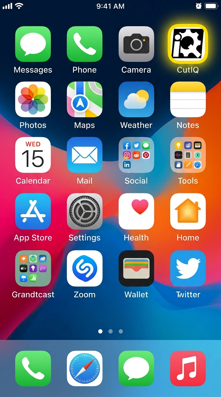 CutIQ app on an iOS home screen